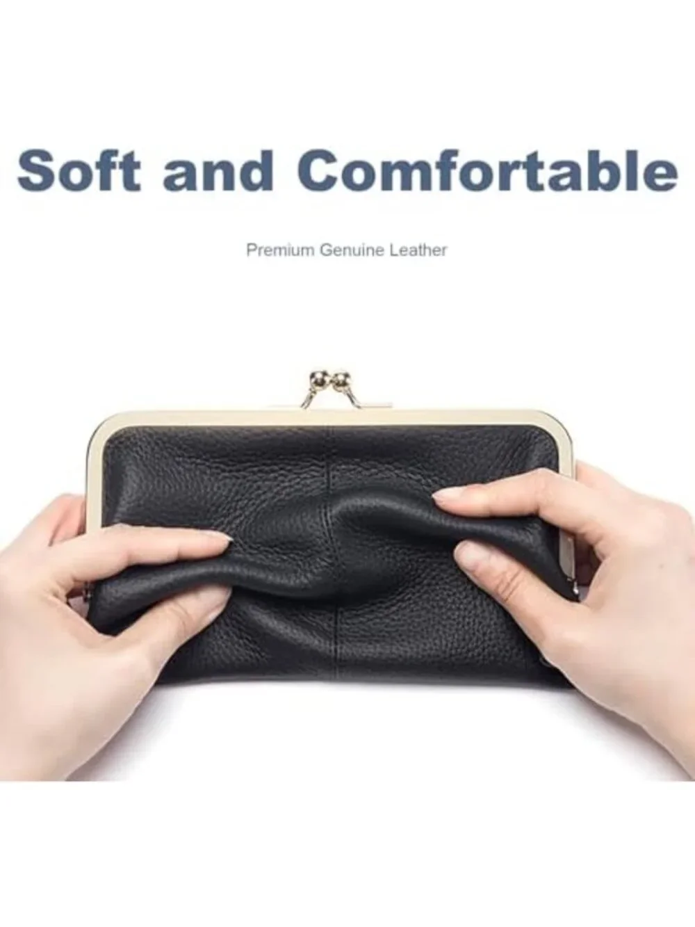 Chic Vintage Yellow Kiss Lock Leather Wallet Clutch for Women - Stylish